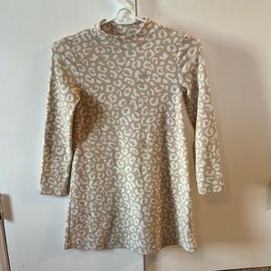 New cream leopard print mock turtle neck dress Old Navy Girls Size 8 Medium